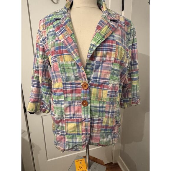 Lily Stanhope Jackets & Blazers - Lily Stanhope Blazer Quilted Plaid Madras Patchwork Pastel Sz 1X Preppy Academia